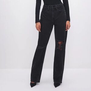 Good American Black 90s Distressed Jeans